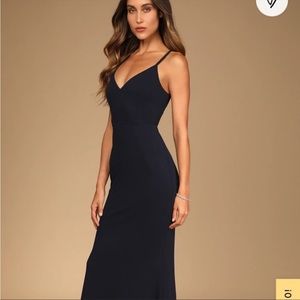 Lulus Moment of Bliss dress. Color is NAVY.